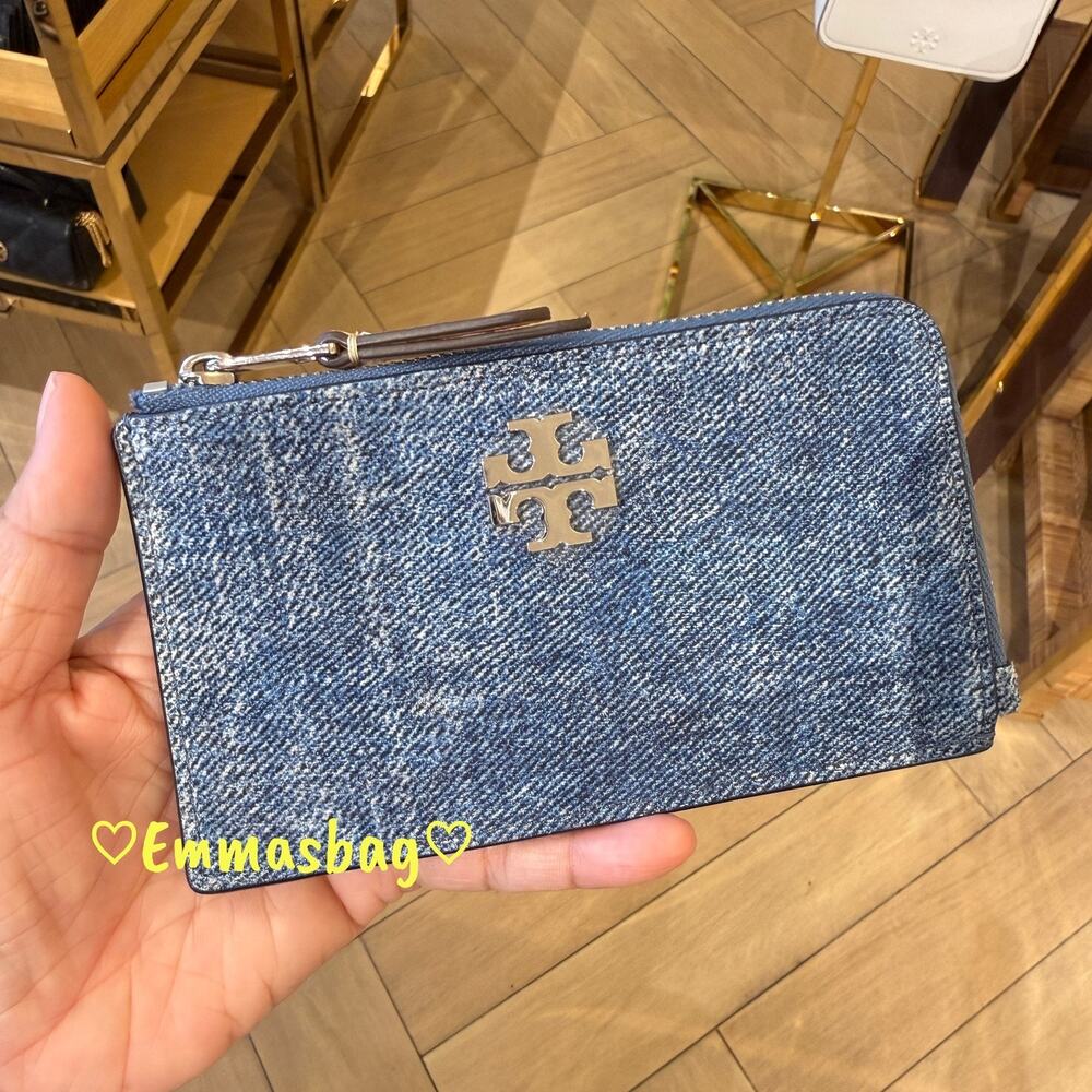 Tory Burch Britten Zip Card Case 180075 Oceanside $160 - Picture 1 of 6